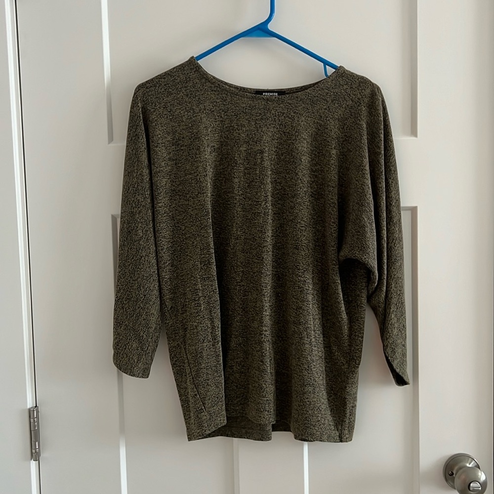 Premise Studio Green and Black Blouse